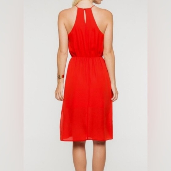 Everly Cherry Red Goddess Style High Neck Lined Dress Size L - EUC - Picture 5 of 7